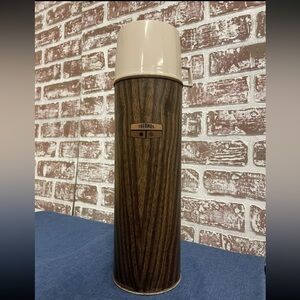 🎆Vintage King Seeley Thermos 1970s Wood Grain Wrap QUART Size